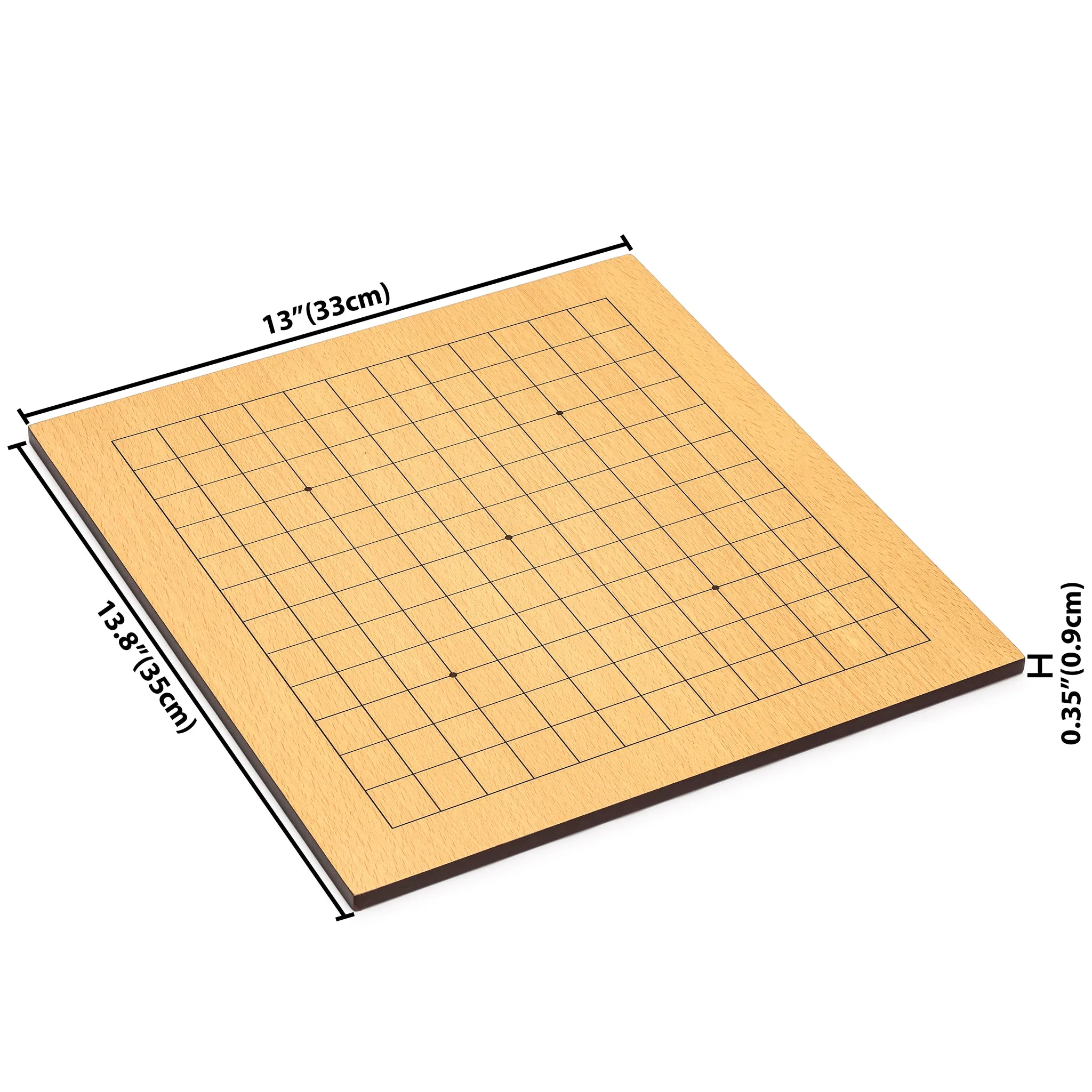 Beechwood Veneer 0.4-Inch Etched Beginner's Reversible 9x9/13x13 Go Game Set Board with Double Convex Melamine Stones