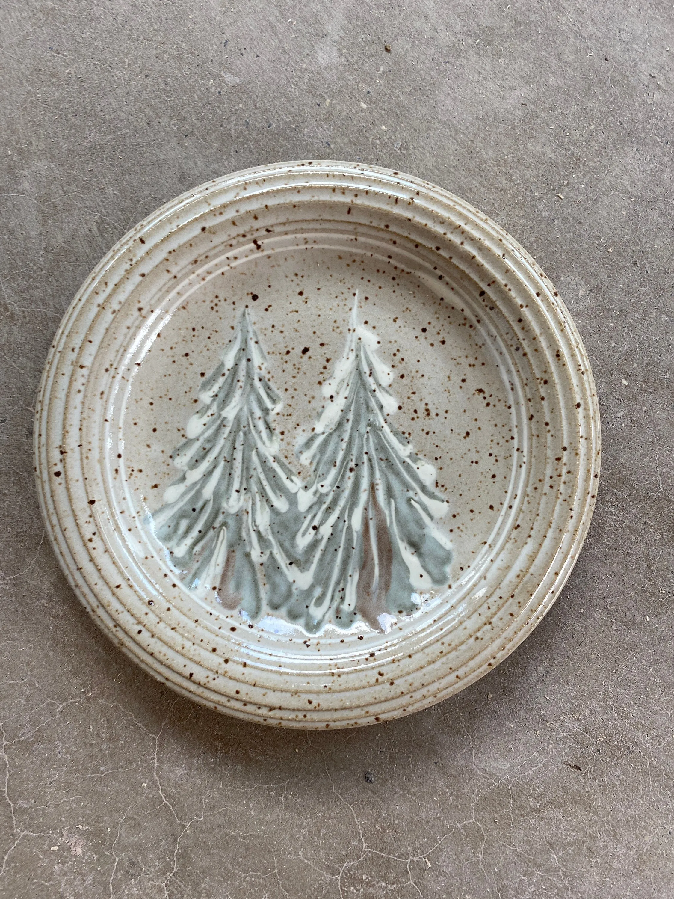 Bread plate winter trees stoneware Clay Serving Plate Dessert Plate