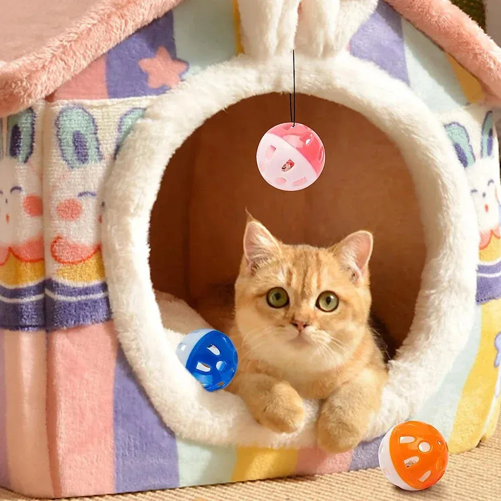 Colorful Plastic Cat Toy Balls with Jingle Bells - Pack of 6/100