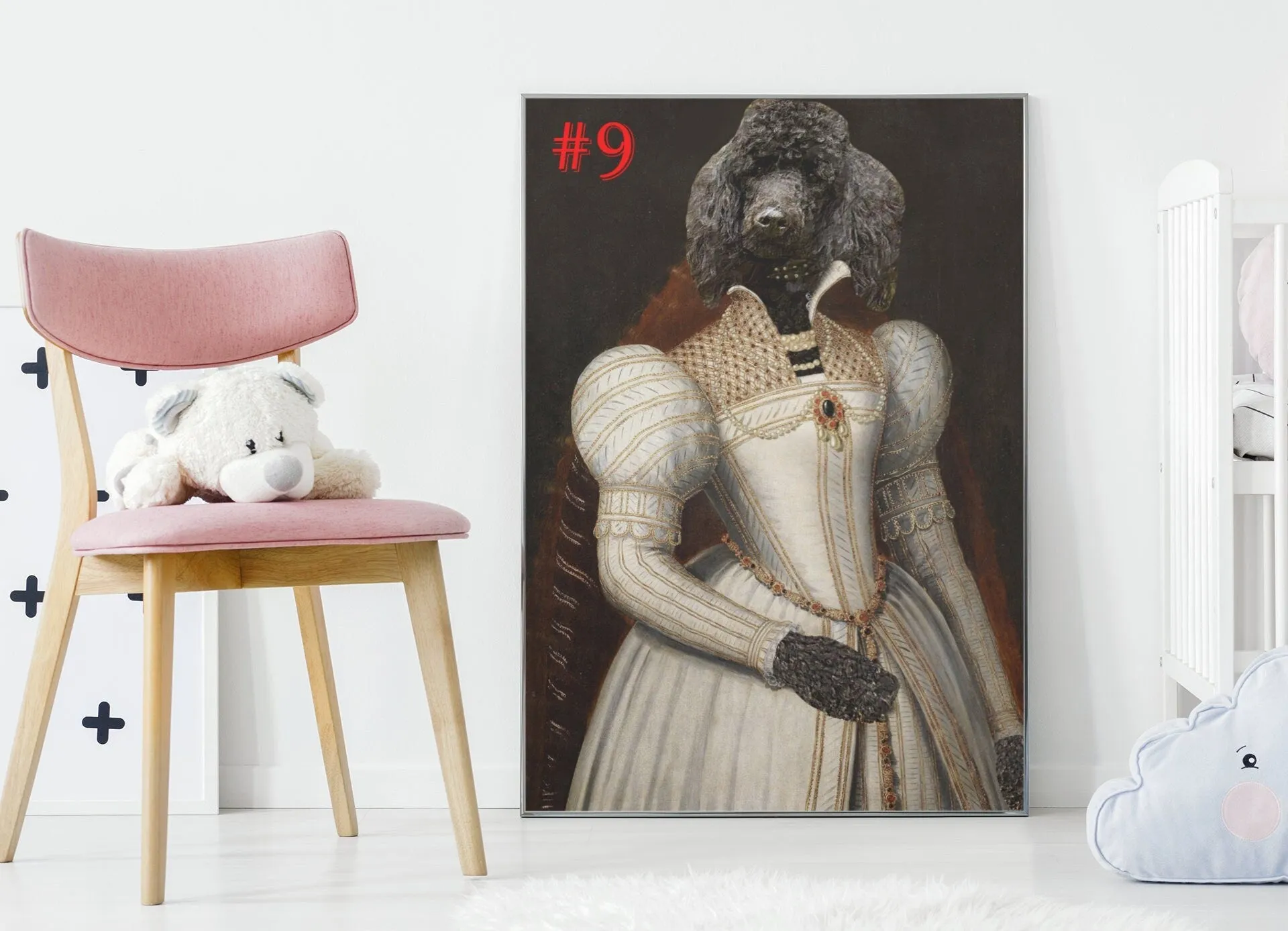 Custom pet portrait, royal pet portrait, christmas gift pet regal, dog portrait, pet loss gift, last minute gift, framed horizontal poster
