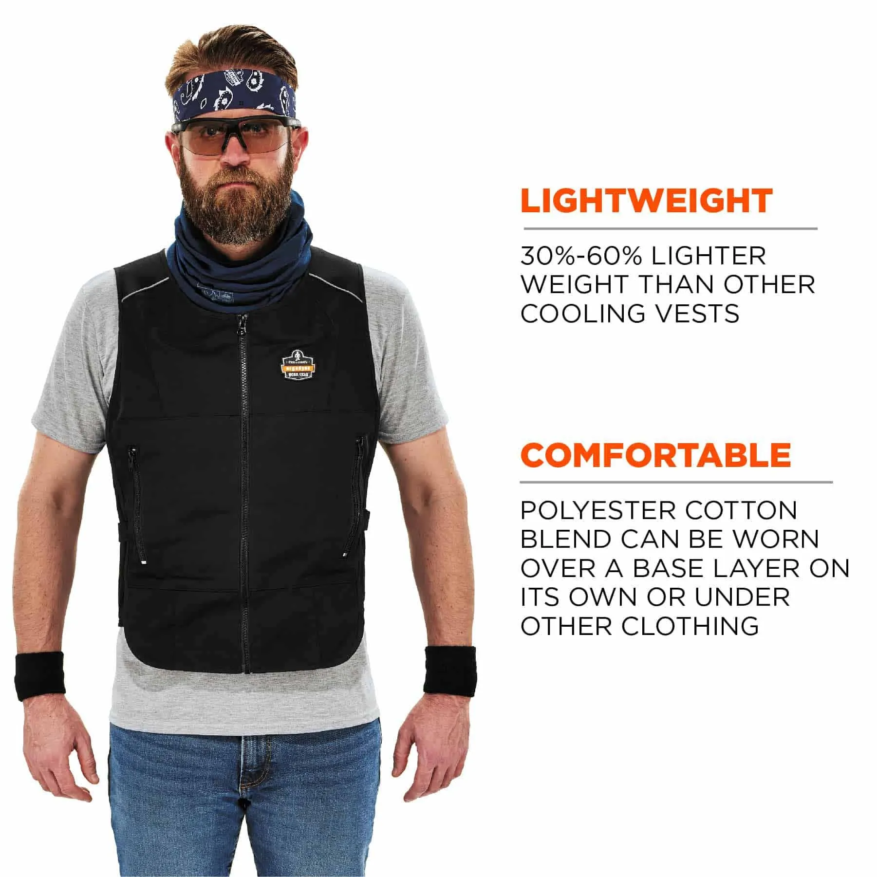 Ergodyne 12133 6260 S/M Black Lightweight Phase Change Cooling Vest   Packs