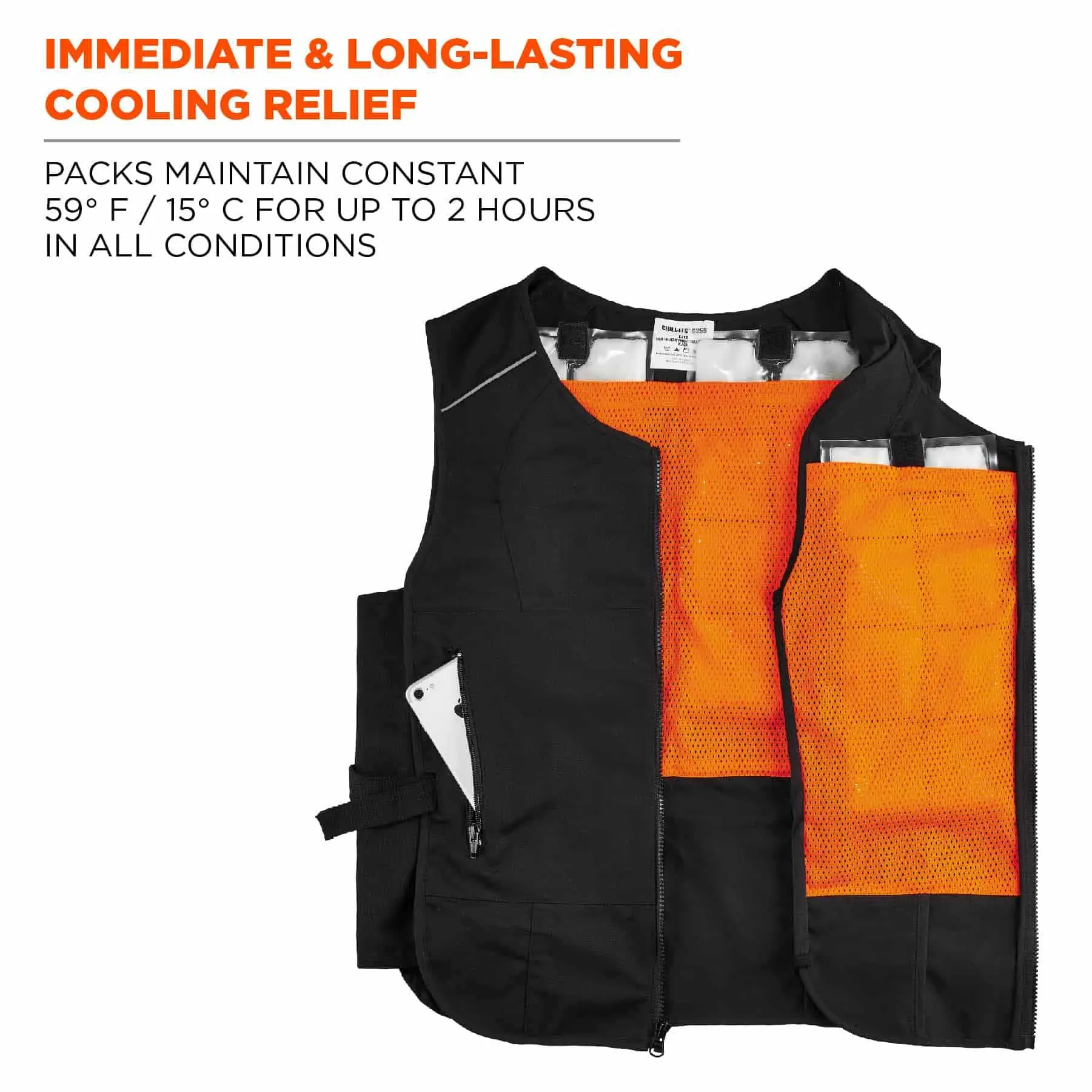 Ergodyne 12133 6260 S/M Black Lightweight Phase Change Cooling Vest   Packs