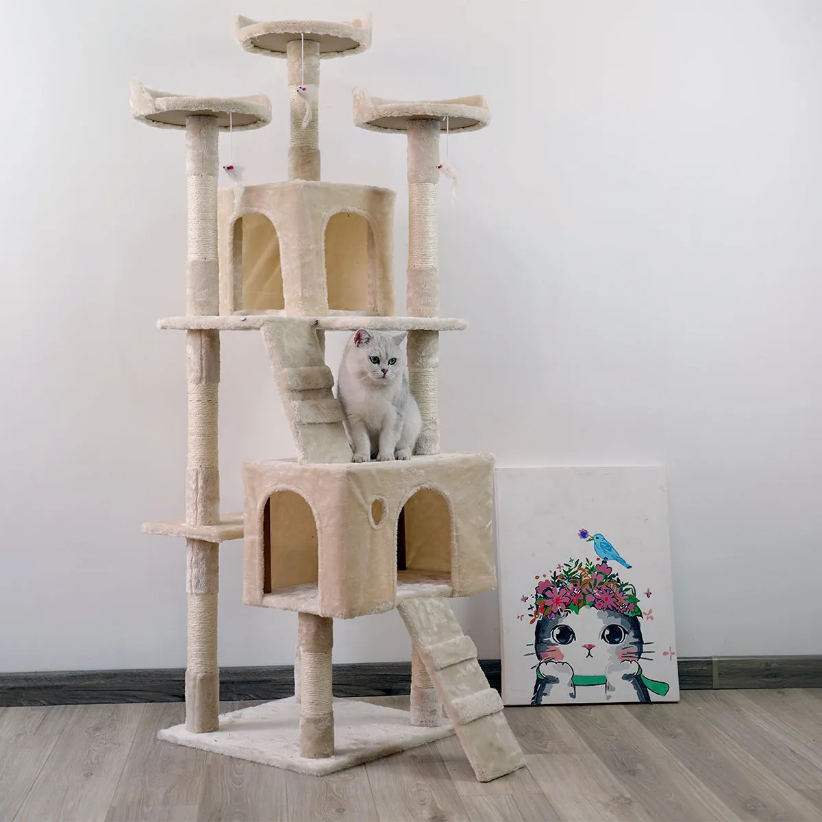 Furtastic 170cm Cat Tree Scratching Post - [Beige]