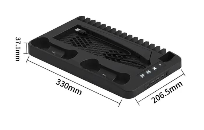 PS5 Cooling Stand with LED Cooling Fan & Dual Controller Charger - Game Accessories
