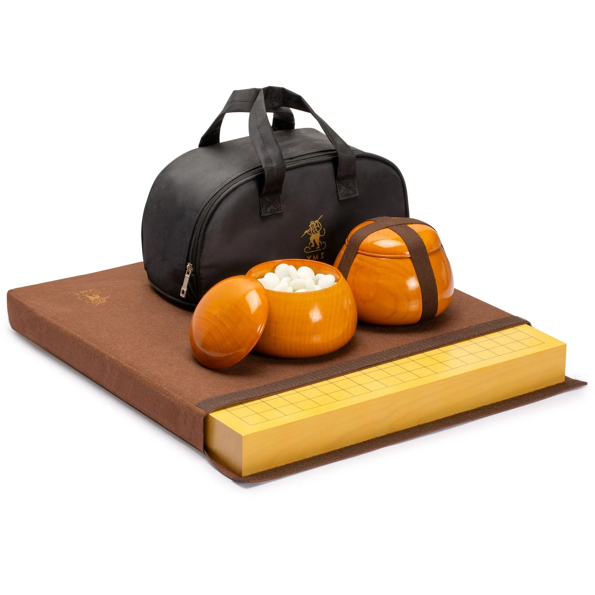 Shin Kaya 2" Reversible 19x19 / 13x13 Go Game Set Board with 9.2mm Double Convex Yunzi Stones and Jujube Bowls